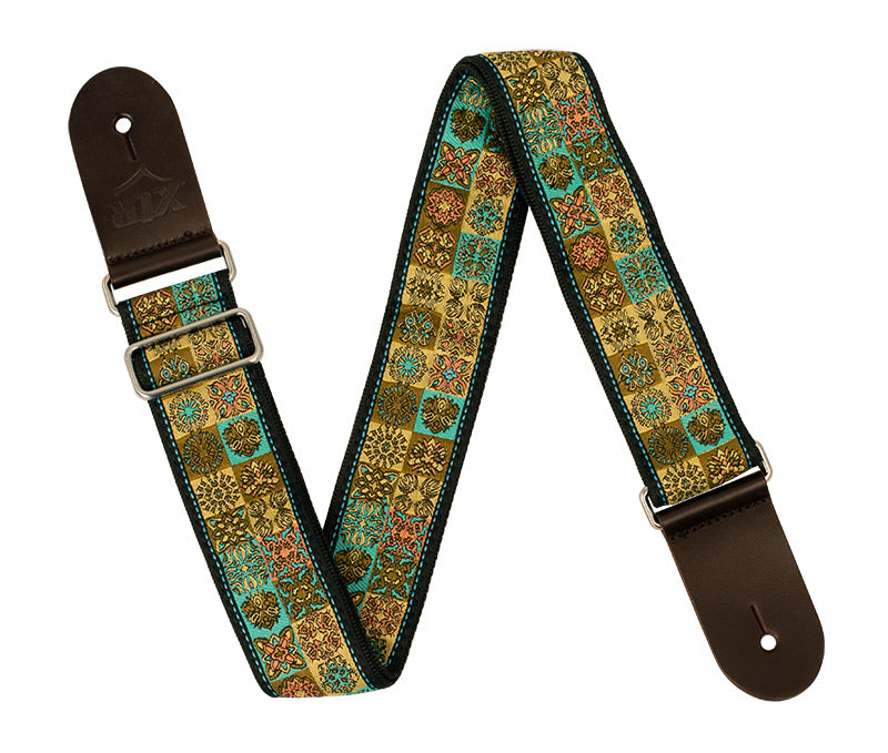 XTR | LS333 | Vintage Jacquard Weave Guitar Strap | Gold XTR | LS333 | Vintage Jacquard Weave Guitar Strap | Gold